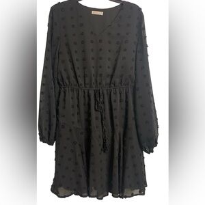 Kirundo L Black Swiss Dot Whimsigoth Grunge Mini ‎ Dress Puff SL